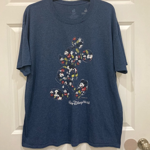 Disney 2XL Hanes Disney Parks Mikey mouse in Mikey silhouette blue heathered tee - Picture 1 of 6